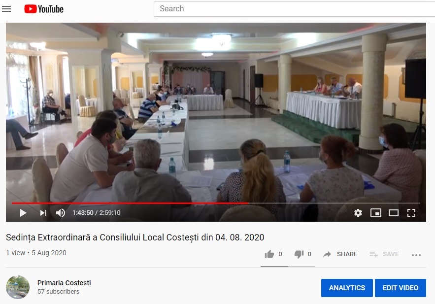 Sedința Extraordinară a Consiliului Local Costești din 04. 08. 2020